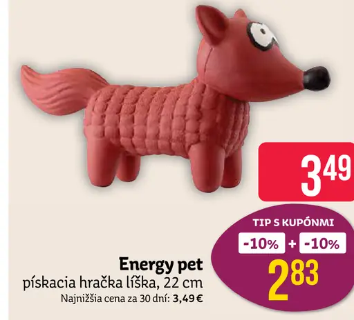 Energy Pet pískačia hračka líška