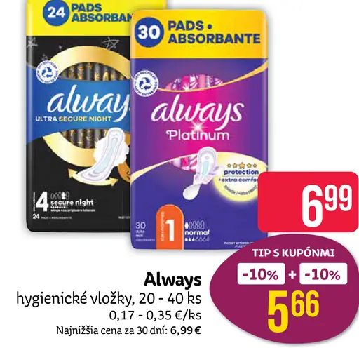 Always Platinum hygienické vložky