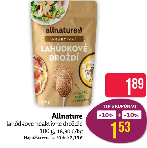 Allnature Lahôdkové neaktívne droždie