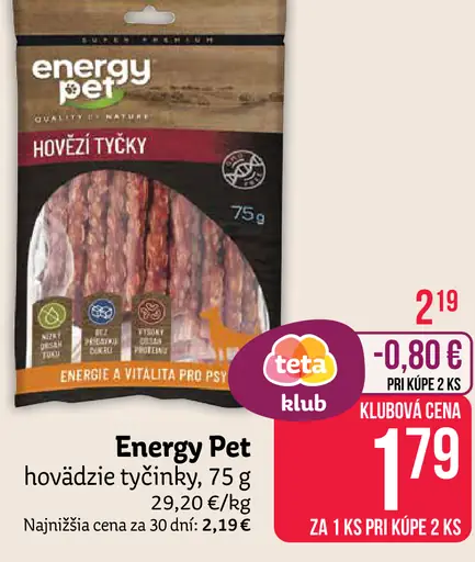Energy Pet hovädzie tyčinky