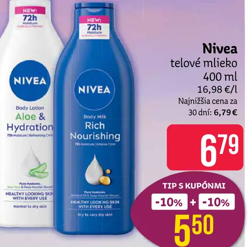 Nivea telové mlieko