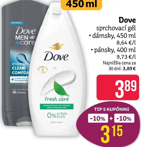 Dove sprchovací gél dámsky pánsky