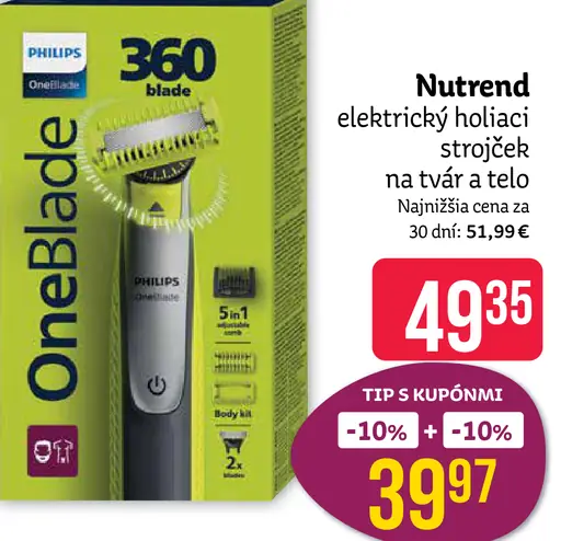 Nutrend elektrický holiaci strojček na tvár a telo