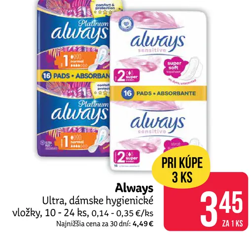 Always Ultra dámske hygienické vložky
