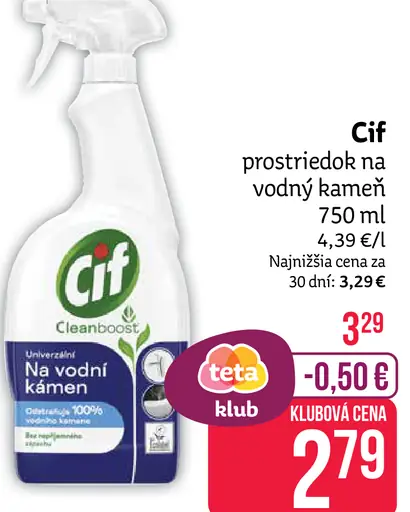 Cif prostriedok na vodný kameň