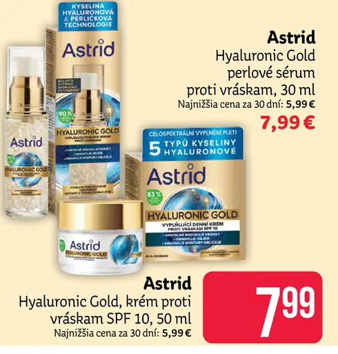 Astrid Hyaluronic Gold vyplňujúce perlové sérum proti vráskam