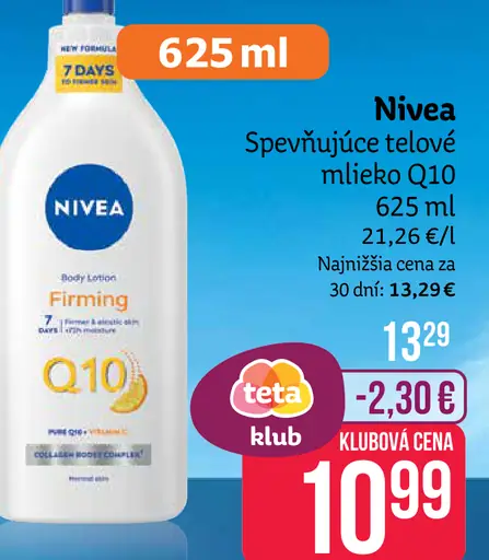 Nivea Q10 Spevňujúce telové mlieko
