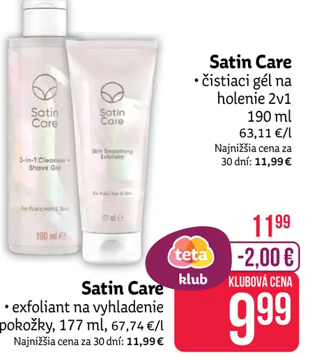 Satin Care čistiaci gél a pena na holenie 2v1