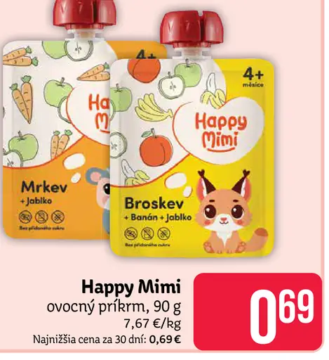 Happy Mimi ovocný príkrm Broskev jablko
