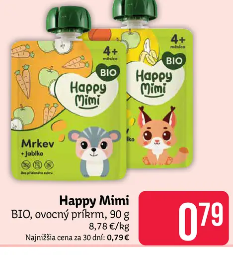 Happy Mimi BIO ovocný príkrm Mrkev jablko