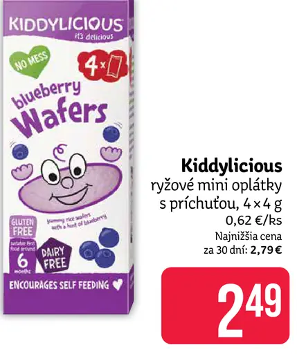 Kiddylicious ryžové mini oplátky s príchuťou