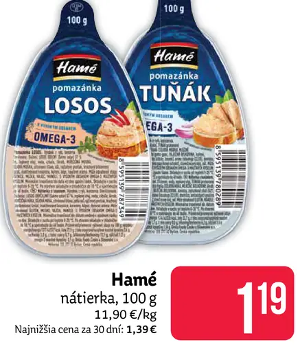Hamé nátierka losos/tuniak