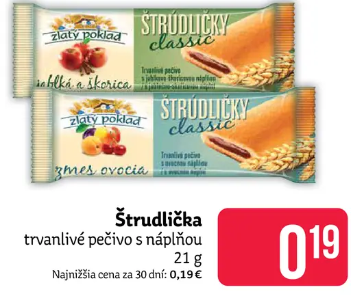 Štrudlíkia trvanlivé pečivo s náplňou