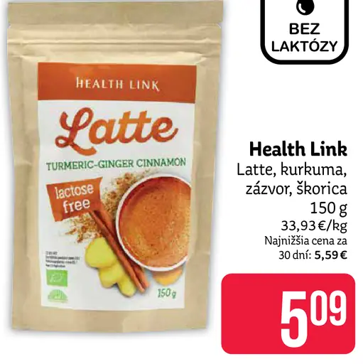 Health Link Latte, kurkuma, zázvor, škorica