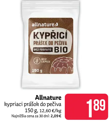Allnature kypriaci prášok do pečiva BIO