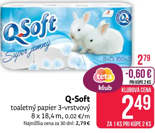 Q-Soft toaletný papier 3-vrstvový