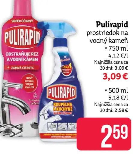 Pulirapid prostriedok na vodný kameň