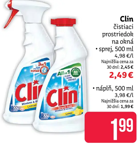 Clin čistiaci prostriedok na okná