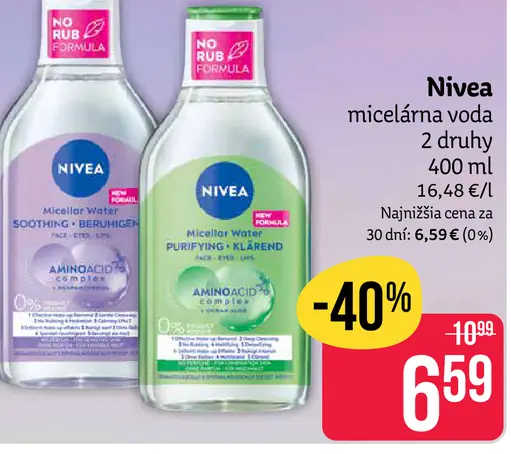 Nivea micelárna voda 2 druhy