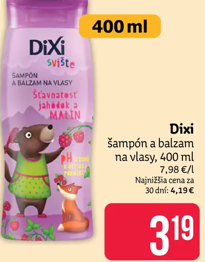 Dixi šampón a balzam na vlasy Jahoda a Malina