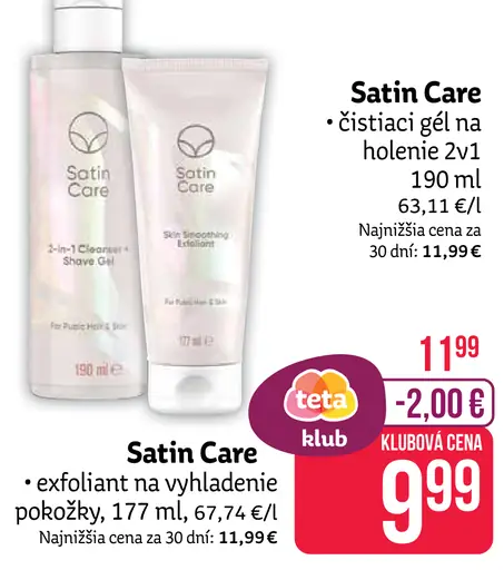 Satin Care čistiaci gél a pena na holenie 2v1