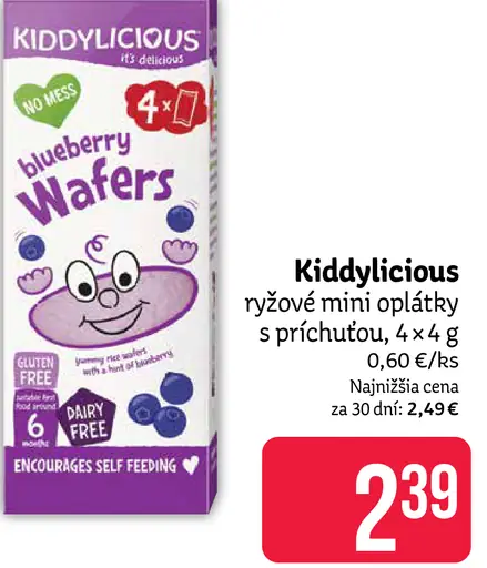 Kiddylicious ryžové mini oplátky s príchuťou