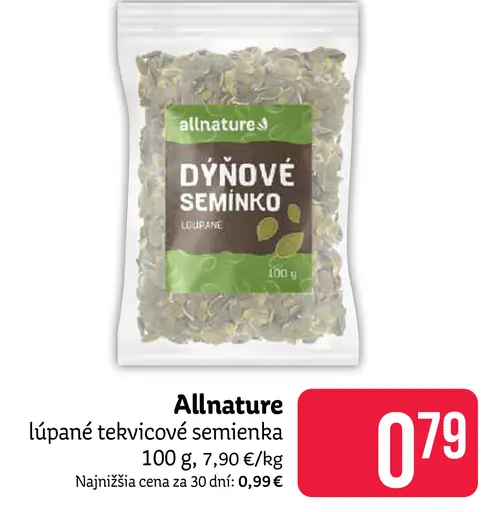 Allnature lúpané tekvicové semienka