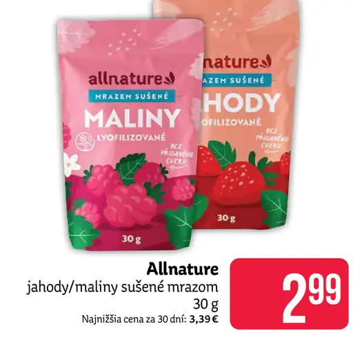 Allnature jahody mrazom sušené celé