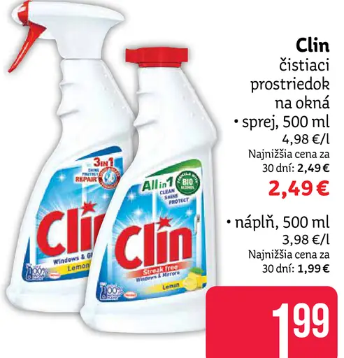 Clin čistiaci prostriedok na okná