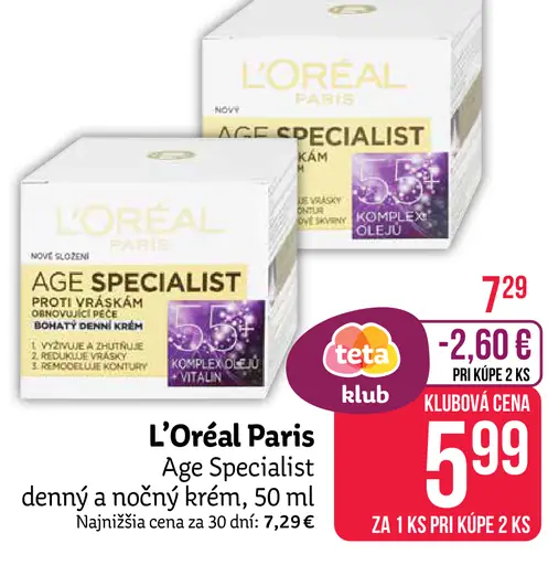 L'Oréal Paris Age Specialist 55 +, nočný krém