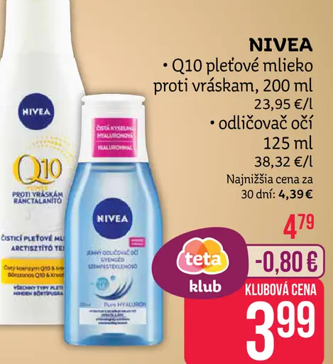Nivea Q10 Pleťové mlieko proti vráskam