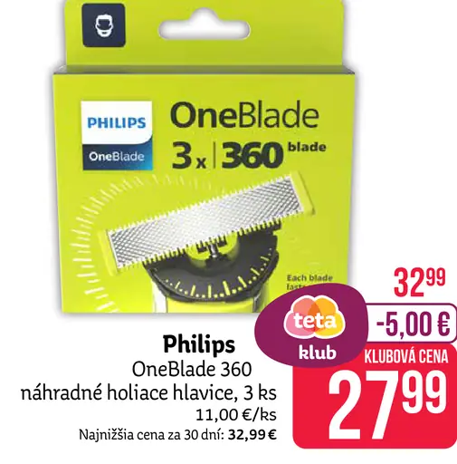 Philips OneBlade 360 náhradné holiace hlavice