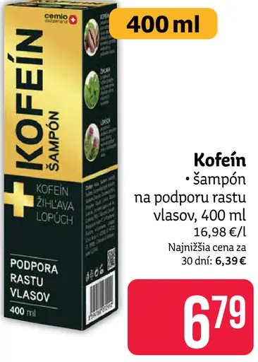Kofein šampón na podporu rastu vlasov