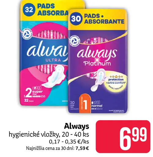 Always hygienické vložky