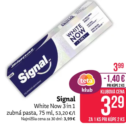 Signal White Now 3v1 zubná pasta