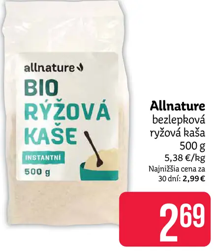 Allnature BIO ryžová kaša