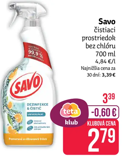 Savo čistiaci prostriedok bez chlóru