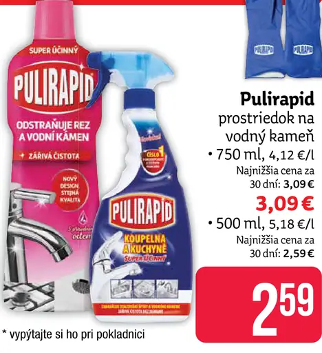 Pulirapid prostriedok na vodný kameň