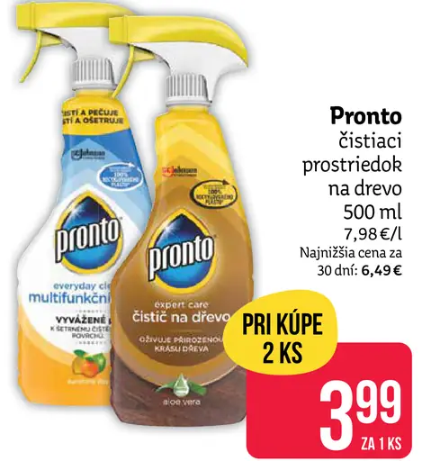 Pronto čistiaci prostriedok na drevo