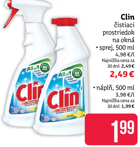 Clin čistiaci prostriedok na okná