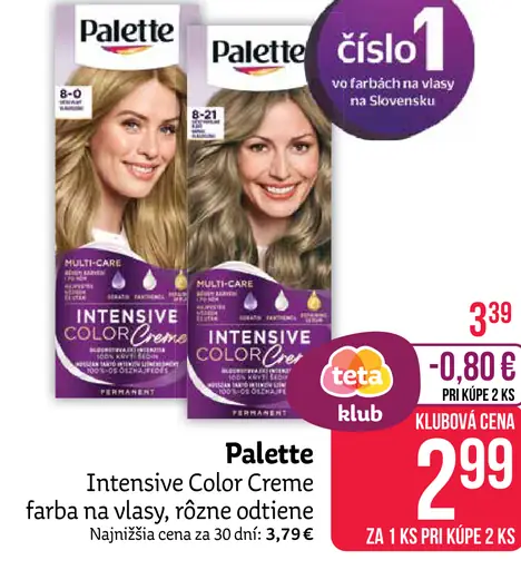 Palette Intensive Color Creme farba na vlasy nugát 6-65