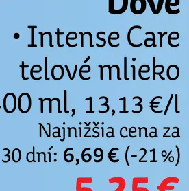 Dove Intense Care telové mlieko