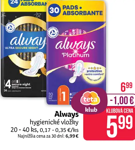 Always hygienické vložky