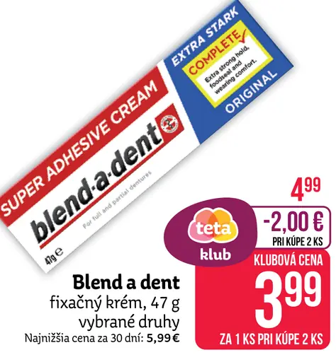 Blend a dent fixačný krém vybrané druhy