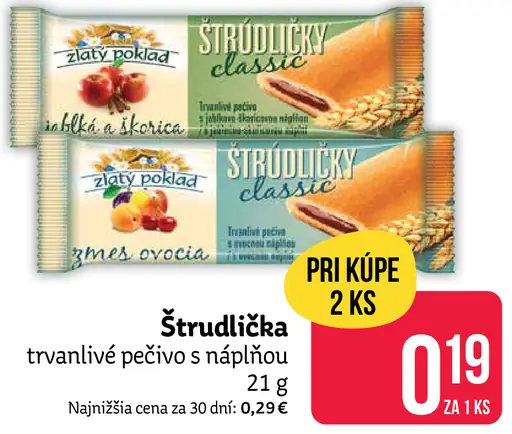 Štrudlička trvanlivé pečivo s náplňou