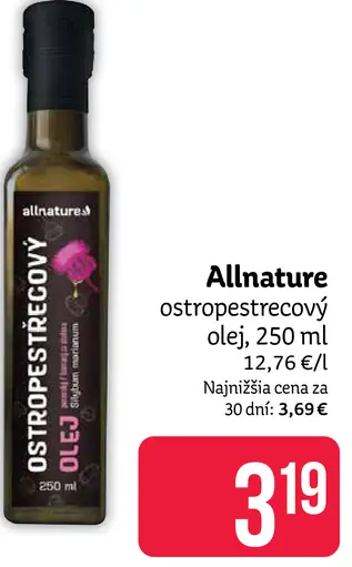Allnature ostropestrecový olej