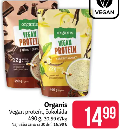 Organis Vegan proteín, čokoláda
