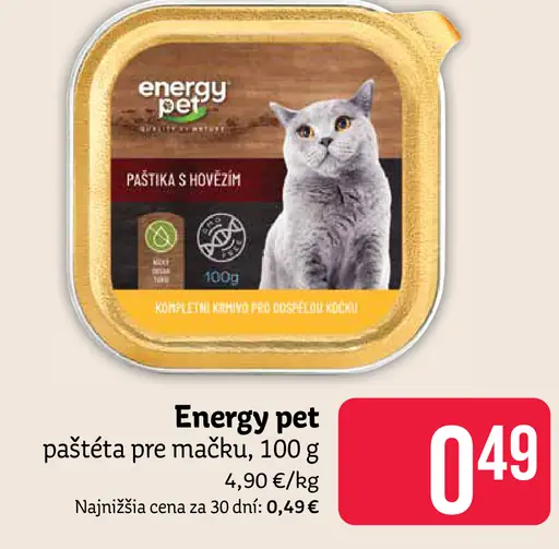 Energy pet paštéta pre mačku