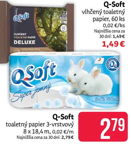 Q-Soft toaletný papier 3-vrstvový