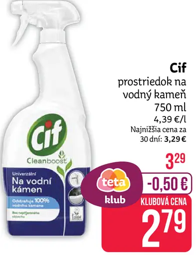 Cif prostriedok na vodný kameň